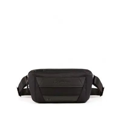 Piquadro, Trakai, Leather Bum Bag, Black, 27 x 14.5 x 7.5 cm, Men