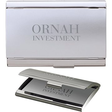 50 Custom Skeda I Business Card Case - Two-Tone Silver