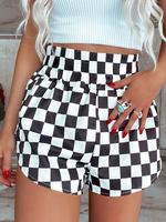 Women's Plaid Print High Waist Shorts, Casual Comfy Breathable Fitted Shorts for Daily Wear, Ladies Bottoms for Summer, Short...