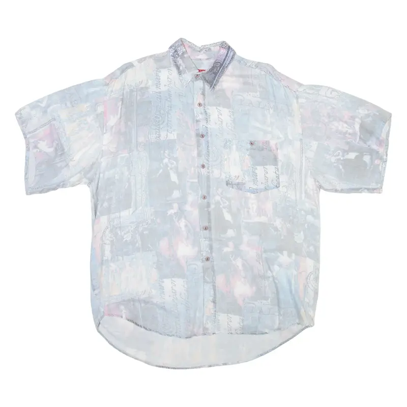 S. OLIVER Mens Shirt Blue Crazy Pattern L