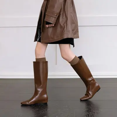 CHIKO Anat Square Toe Wedge Knee High Boots