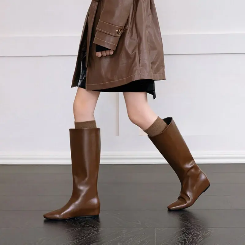 CHIKO Anat Square Toe Wedge Knee High Boots