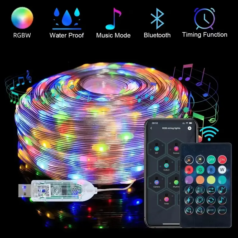 HappLee 50FT 100FT Waterproof Smart Christmas Fairy Lights: Bluetooth Fairy Lights Color Changing App & Remote Control, Music...