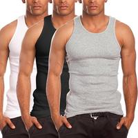 Mens 3 Pack Tagless Ribbed 100% Cotton Tank Top