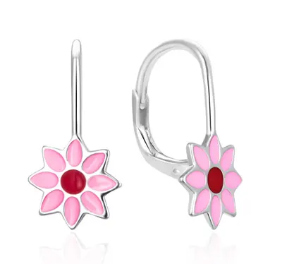 Agato AGT-E055L Silver Flower Drop Earrings