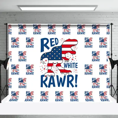 Usa Flag Red White Rawr Independence Day Backdrop - Aperturee