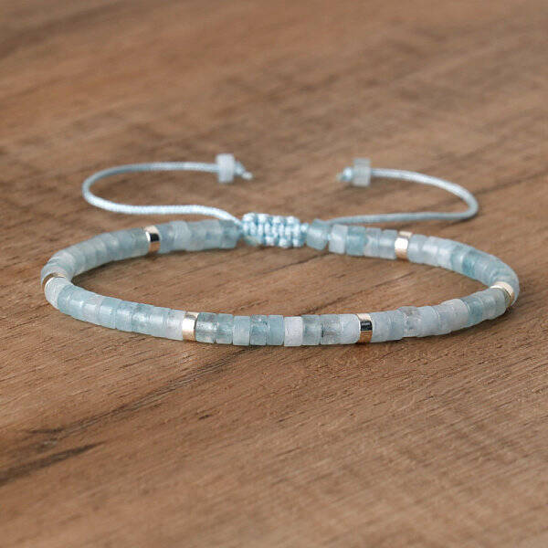 Natural Aquamarine Beaded Braided Bracelets