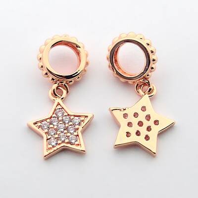 Brass Micro Pave Cubic Zirconia Star Pendants
