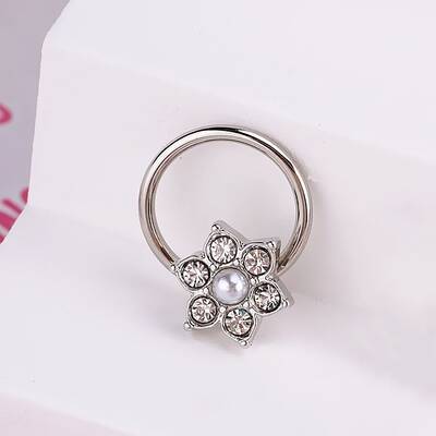 316L Stainless Steel Micro Pave Cubic Zirconia Hoop Nose Rings