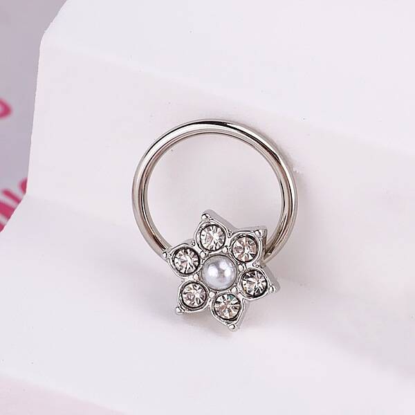 316L Stainless Steel Micro Pave Cubic Zirconia Hoop Nose Rings