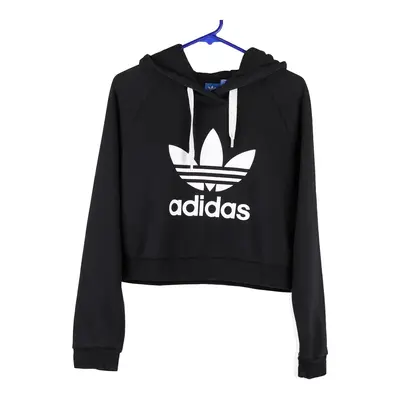 Adidas Cropped Hoodie - Medium Black Cotton Blend
