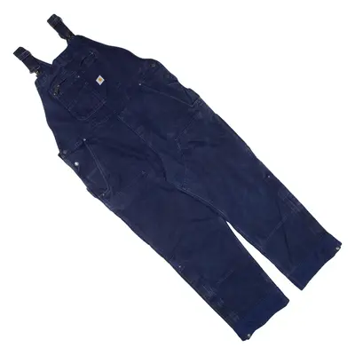 CARHARTT Carpenter Double-knee Quilted Lined Workwear Womens Overalls Blue Denim XL W40 L28