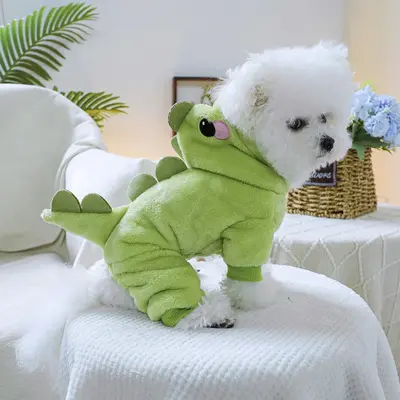 Cute Dinosaur Design Pet Clothes, Soft & Comfortable Pet Clothes for Small Dogs & Cats, Thick Flannel Warm Pet Clothes for Au...