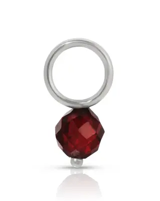 14K Fine One Love Birthstone Charms | Month/Gemstone: January - Garnet | Metal Color: Solid White Gold