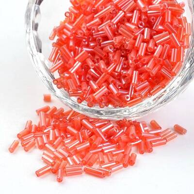 Transparent Colours Pearl Luster Plated Round Hole Glass Bugle Beads