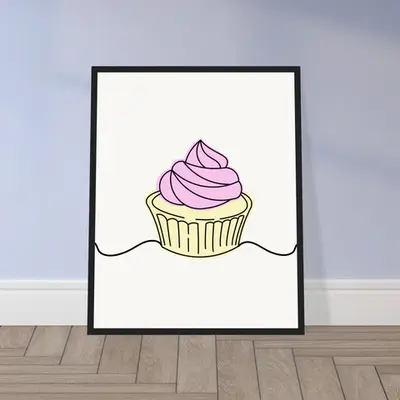 Cupcake Delight - Minimalist Pink Frosting Art