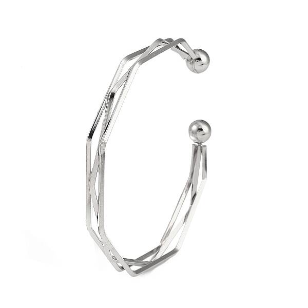 Non-Tarnish 304 Stainless Steel 3 Line Open Cuff Bangles for Women