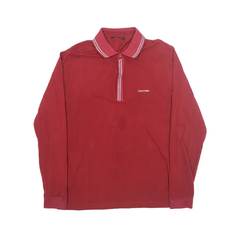 CALVIN KLEIN Collection Polo Shirt Red Long Sleeve Boys 2XL