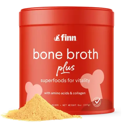 FINN Bone Broth Plus Superfood Meal Topper for Dogs – Joint & Mobility Support Packed with Collagen & Amino Acids – Only ...
