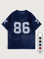 Men's Star Print Hollow Out Knit Top, Regular Fit Casual Fashion Short Sleeve Pullover for Summer, Men's Sweater for Daily We...