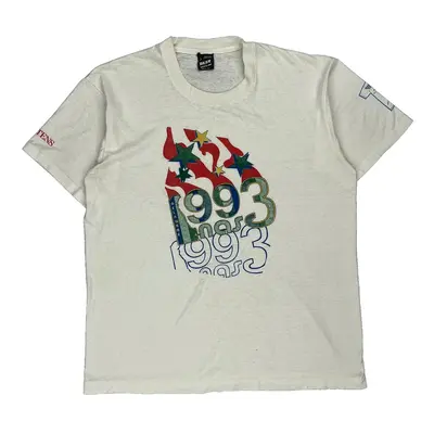 Single Stitch 1993 Made In Usa Fruit Of The Loom Graphic T-Shirt - Large White Cotton Blend