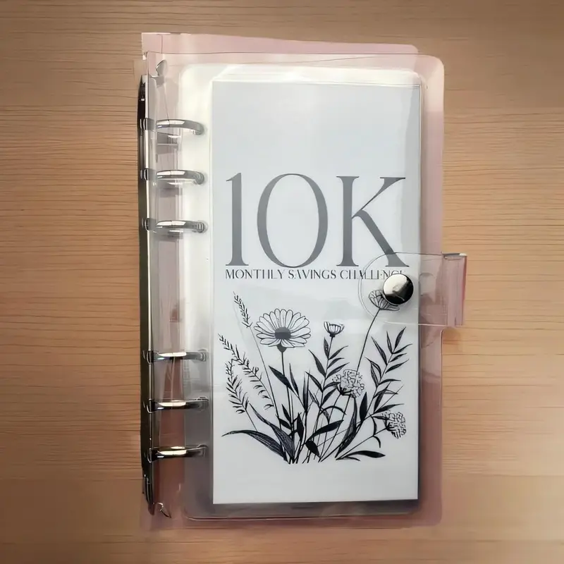 Flower Pattern Summer Season Money Saving Challenge Binder, Money Saving Budget Binder with Cash Envelopes, Savings Challenge...