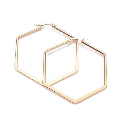201 Stainless Steel Angular Hoop Earrings