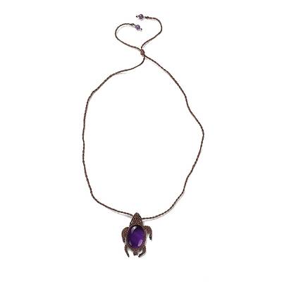 Natural Amethyst Tortoise Pendant Necklace