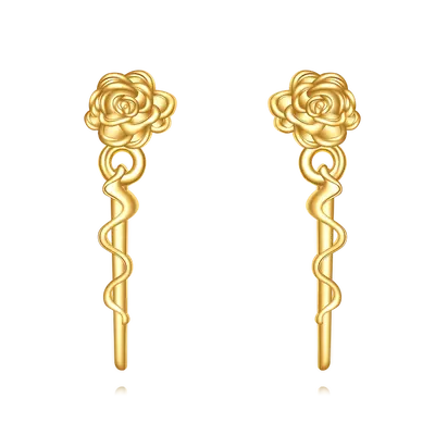 14K Gold Rose Stud Earrings