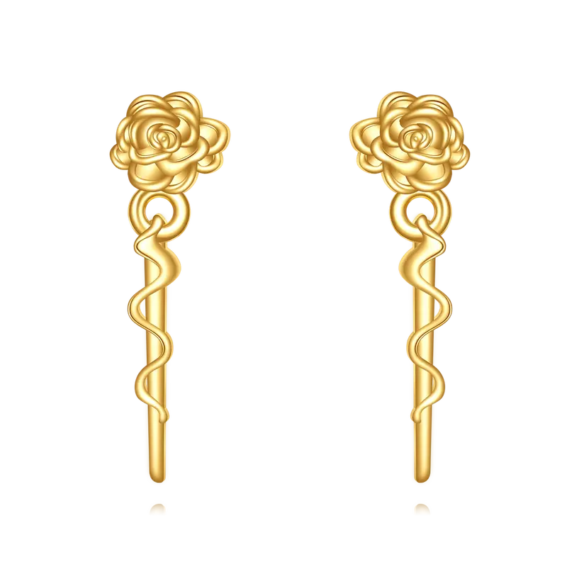14K Gold Rose Stud Earrings