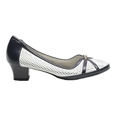 MAT STAR Heeled Ballet Shoes White Leather Womens UK 6