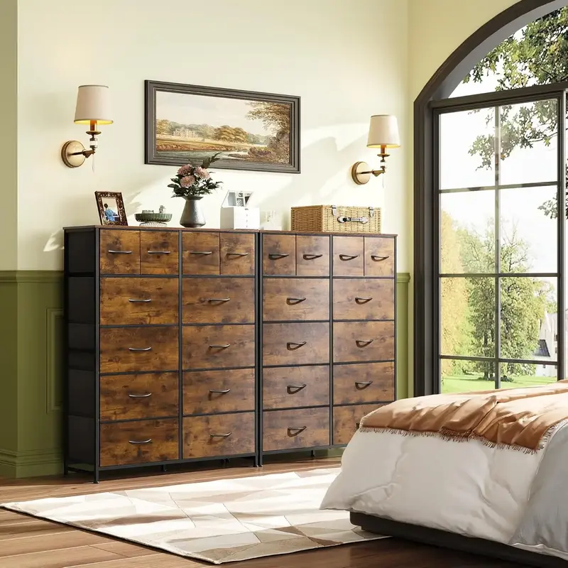 [Summer Deal] Drawer Dresser, Fabric Storage Tower for Clothes, Tall Dresser for Bedroom, Hallway, Living Room, Wood Top