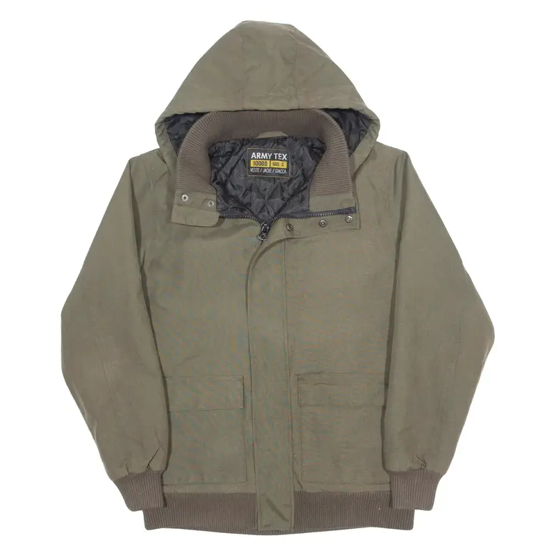 ARMY TEX Mens Bomber Jacket Green Hooded S