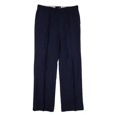 Pleated Trousers Blue Loose Straight Womens W33 L32