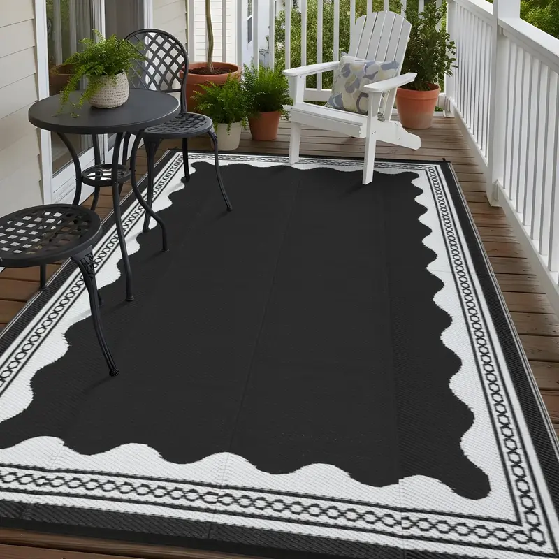 Garvee Outdoor Rug 8x10 Reversible Waterproof Quick-Dry Polypropylene Lightweight Foldable Patio Balcony Camping