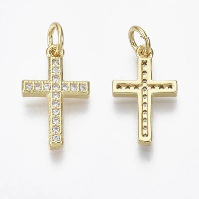 Brass Micro Pave Cubic Zirconia Charms