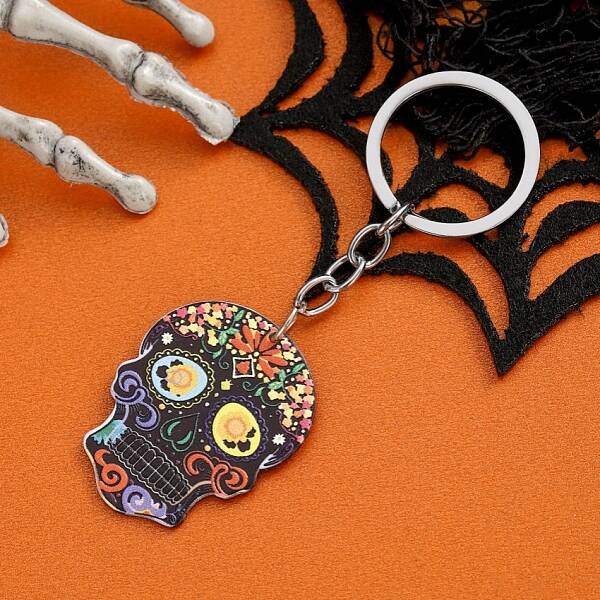 Halloween Skull Keychain