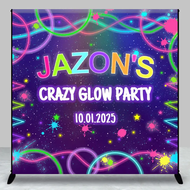 Custom Purple Splash Ink Crazy Glow Party Backdrop - Aperturee
