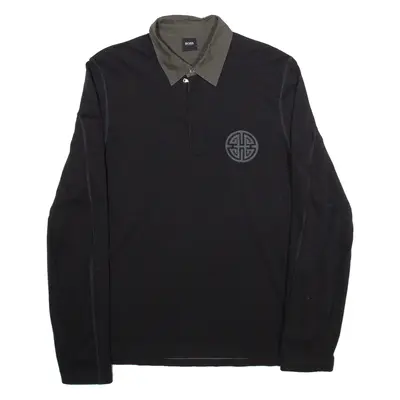HUGO BOSS Mens Polo Shirt Black Long Sleeve L