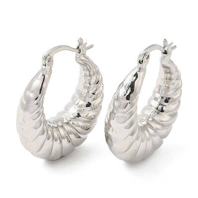 Brass Croissant Hoop Earrings for Women