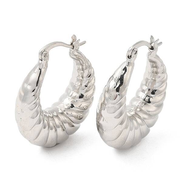 Brass Croissant Hoop Earrings for Women