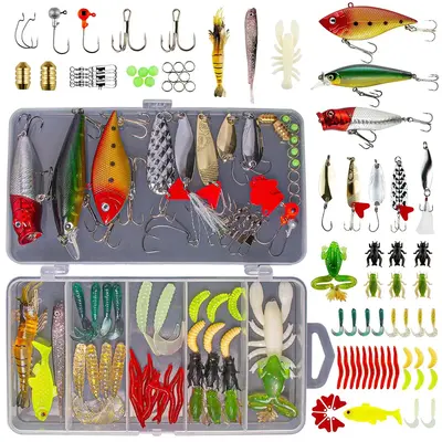 Fishing Bait With Storage Case, Realistic Fishing Lure Kits, Crappie Lures, Trout Bass Fishing Lures, Worm Lures, Mustad Lure...