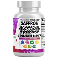 Clean Nutra Saffron Supplements with Ashwagandha, L-Theanine, Ginkgo Biloba, St. John's Wort, Rhodiola Rosea & 5-HTP for Mood...