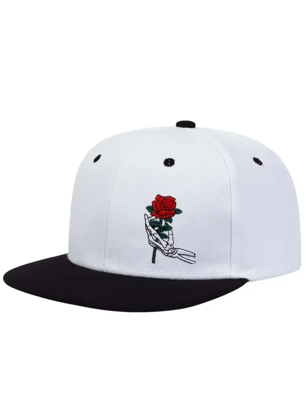 Rose Embroidered Baseball Cap, Outdoor Sports Snapback Hat Cap for Women & Men, Outdoor Sun Protection Cap for Daily Use, Hat...