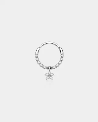Flower CZ Dangle Daith Septum Ring - 8mm