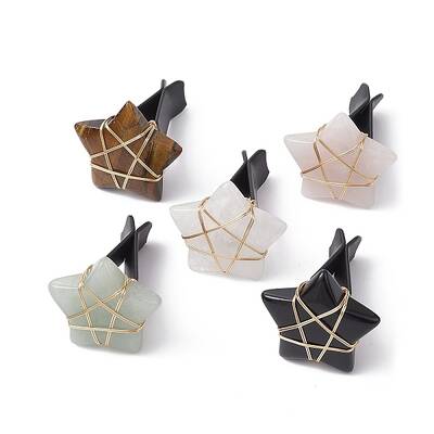 Wire Wrapped Star Natural Gemstone Car Air Vent Clips