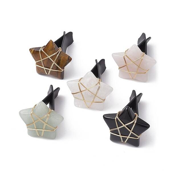 Wire Wrapped Star Natural Gemstone Car Air Vent Clips