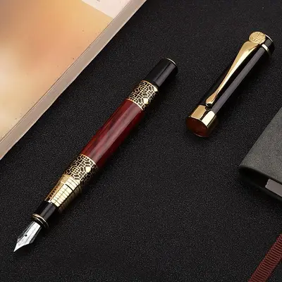 Fountain Writing Pen, 1 Count Vintage Metal Fountain Pen without Ink, Student Writing Tools