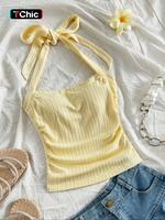 Women's Solid Halter Top, Casual Sleeveless   Top for Summer, Ladies Clothes for Daily Wear