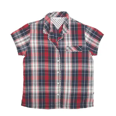 TOMMY HILFIGER Sleepwear Shirt Red Check Short Sleeve Womens M